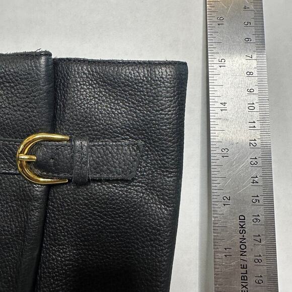 Steve Madden Size 6 Side Buckle Strap Mid Calf Wedge Heel Black Leather Boots - Picture 7 of 10